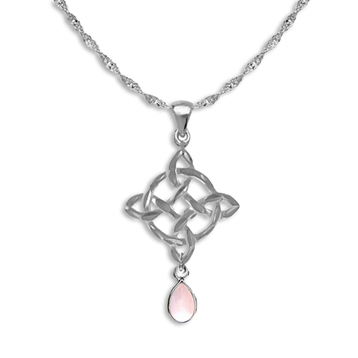 quartz teardrop celtic pendant necklace - celtic jewellery