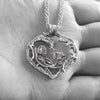 dark gothic rose heart necklace