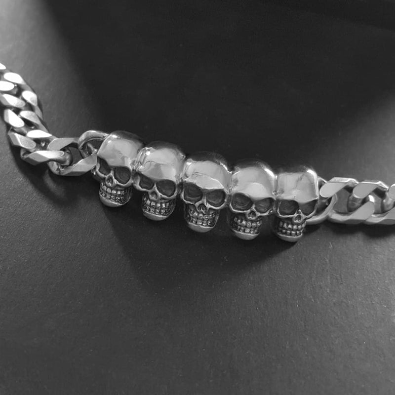 silver skull bracelet mens heavy bracelets