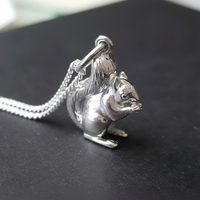 silver squirrel pendant with chain 