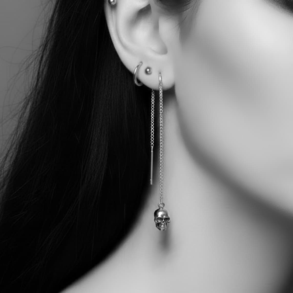 skull threaders gothic earring