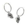 skull hoop earrings, sterling silver 