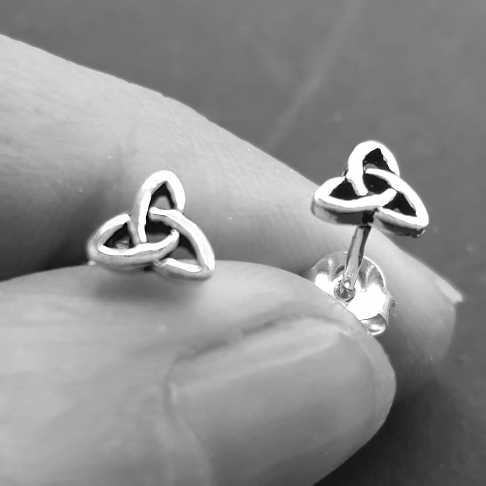 small celtic earrings, trinity studs