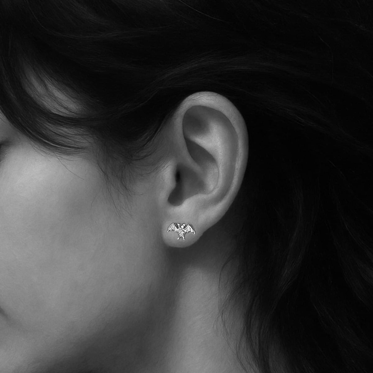 bat studs in ear gothic lady 