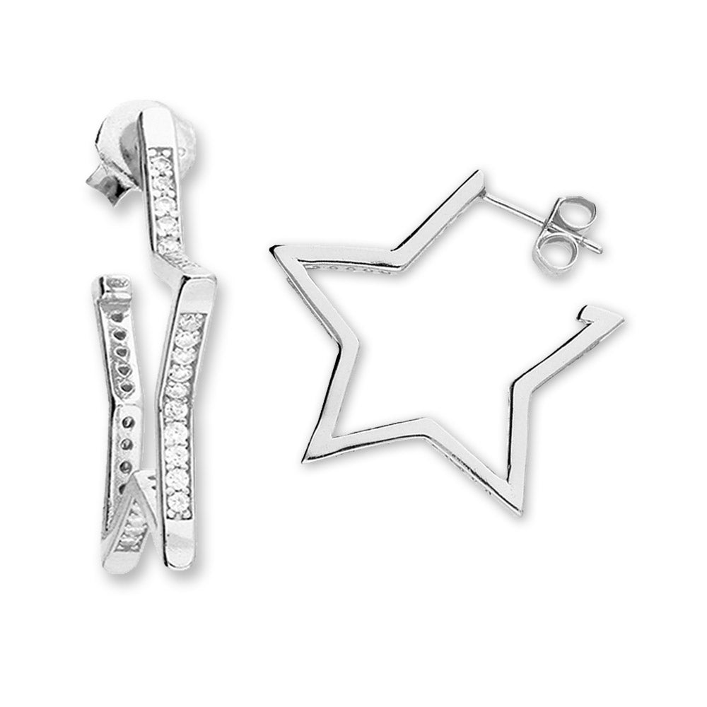 star hoop earrings crystal zirconia