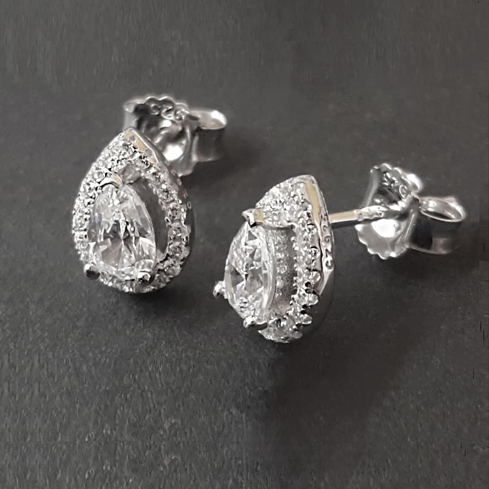 Teardrop Earrings With Crystal Zirconia