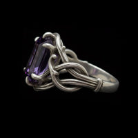 a striking gothic engagement ring 'the thorns of devotion' in sterling silver with  a dark amethyst stone