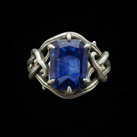 luxury gothic engagement wedding ring in sterling silver with midnight sapphire 