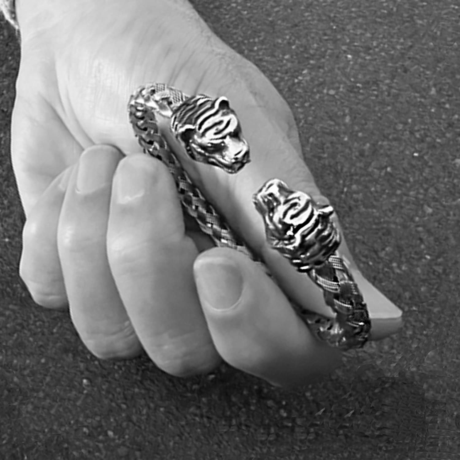 men's tiger torque bracelet