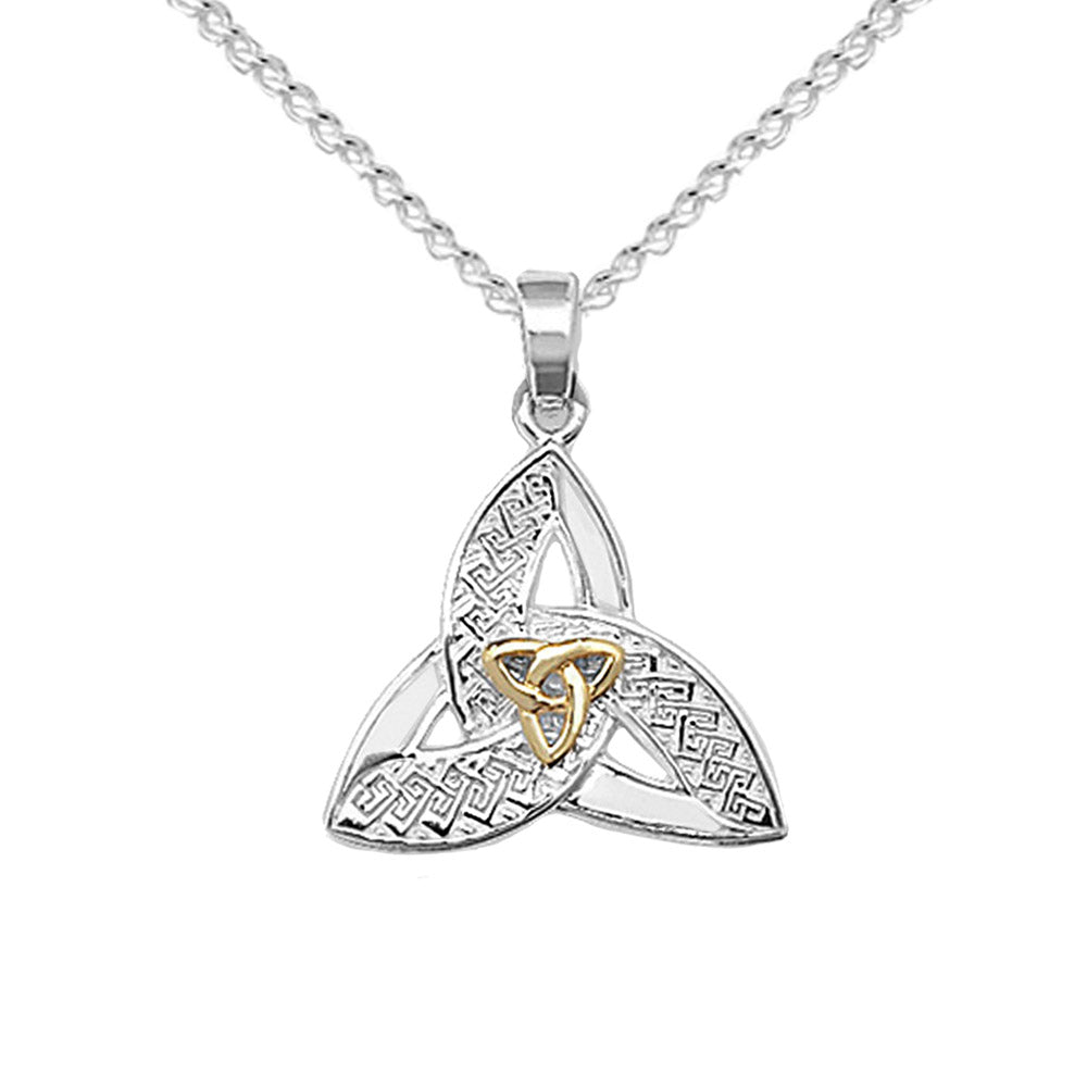 Trinity Celtic Necklace in Sterling Silver with Inner gold trinity 