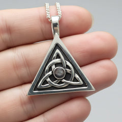 Men's Trinity Knot Triangle Handmade Silver Pendant with or without chain - Personalised