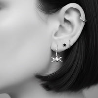 silver triple moon dangle earring 