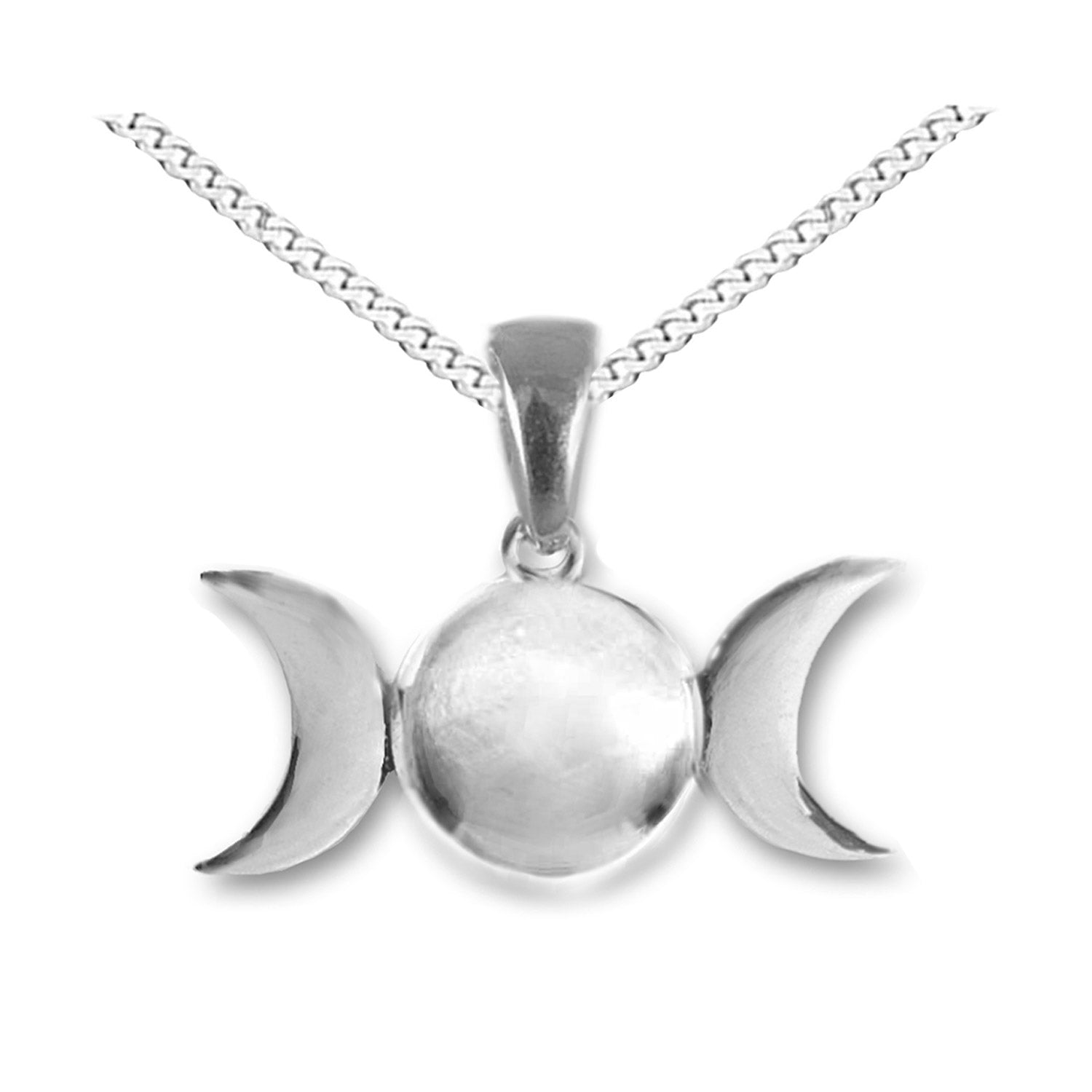 Plain Silver Triple Moon Pendant Necklace – SilverfireUK