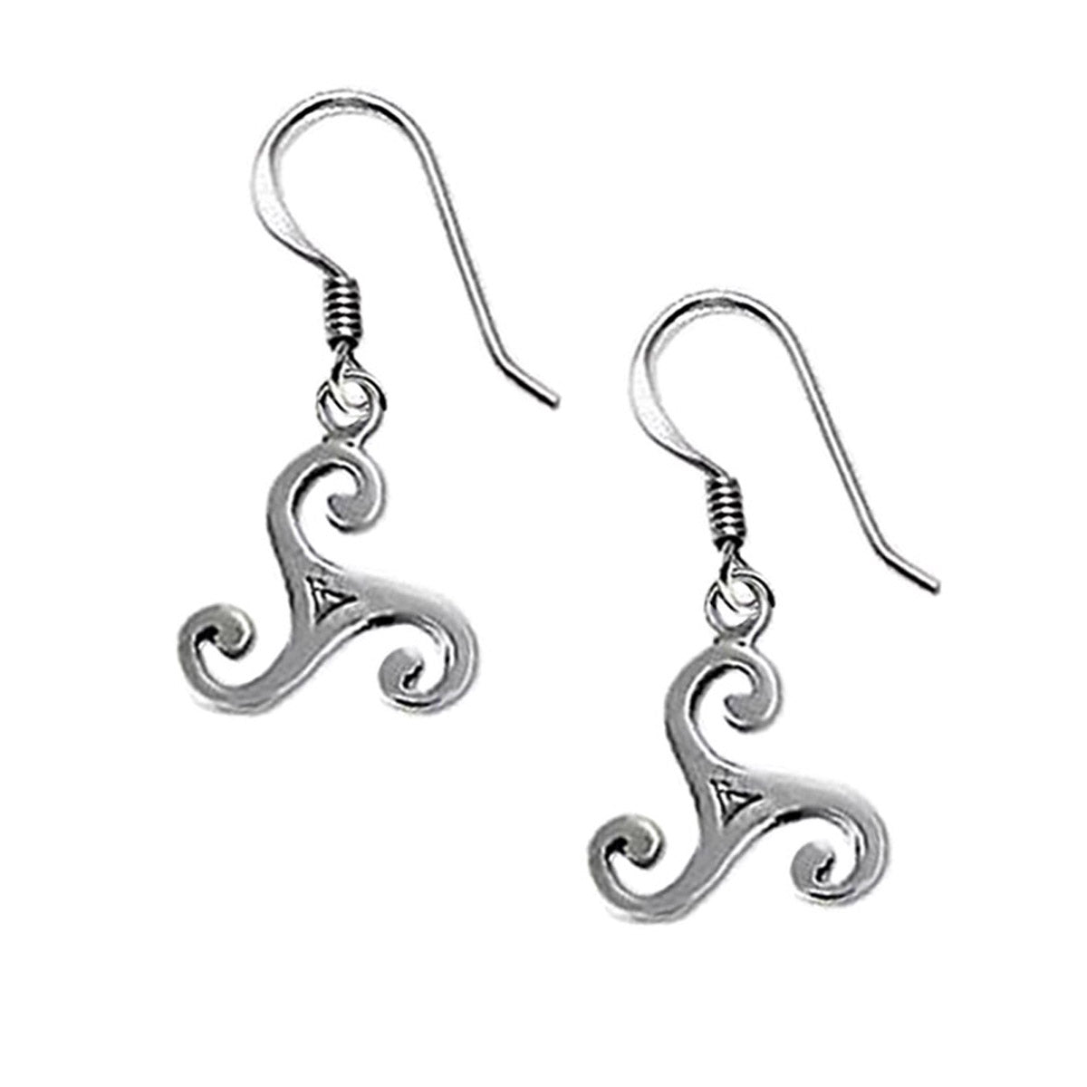 Triskele Celtic Earrings, Celtic Spiral Earrings, Sterling silver