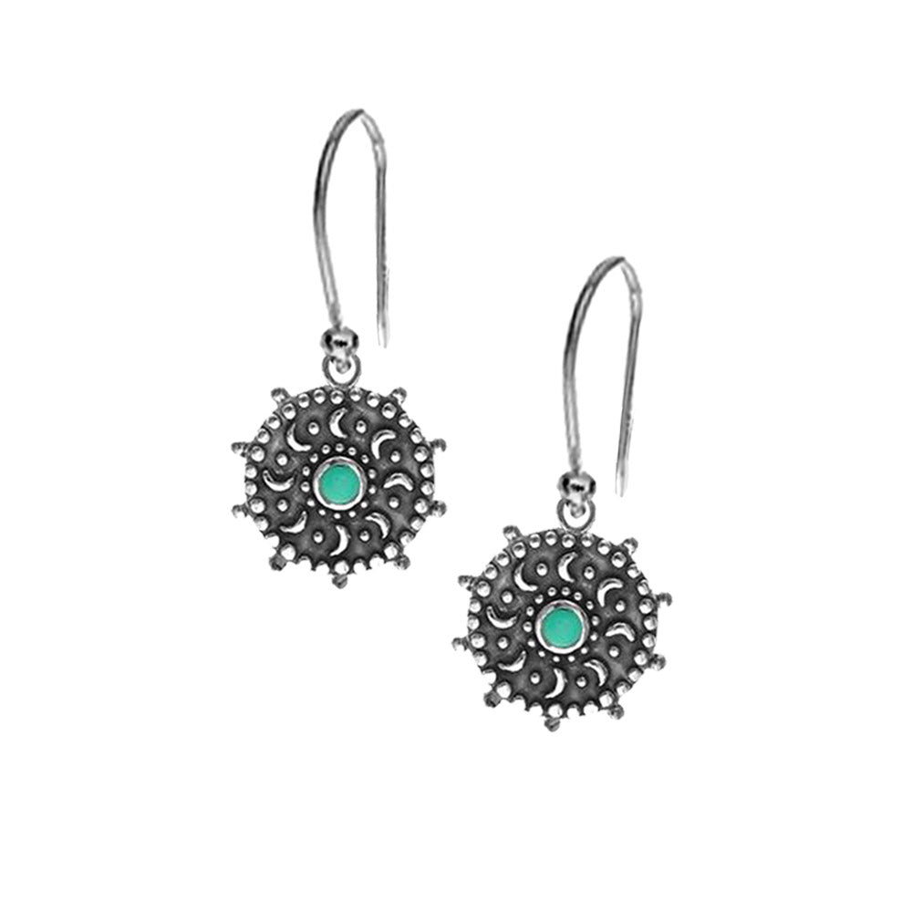 turquoise moon earrings silver