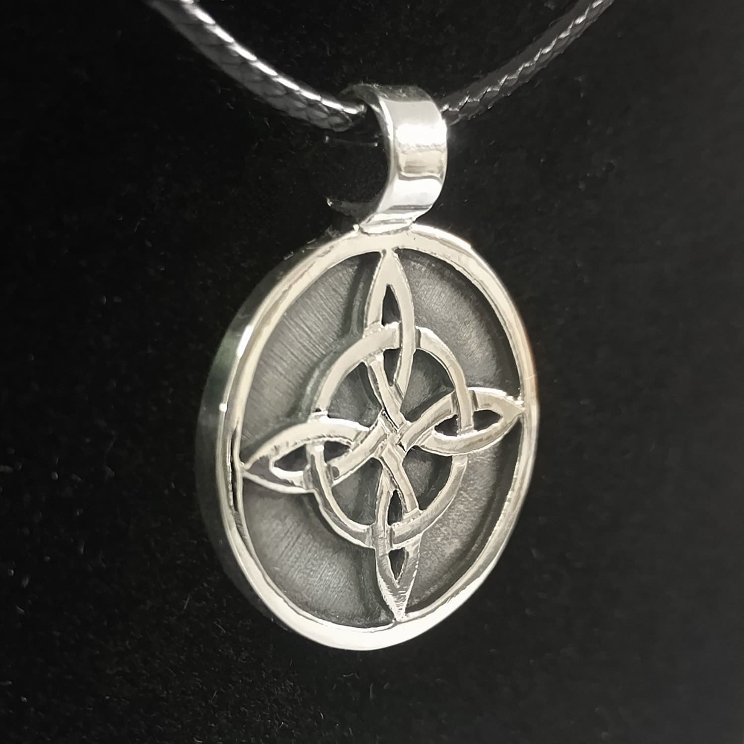 Handcrafted witch knot pendant sterling silver with oxidised detail and chain, by SilverfireUK 