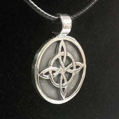 Witches Knot Pendant Celtic Necklace Personalised, Handmade Solid Silver