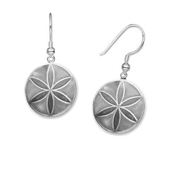 Daisy Wheel Witch Earrings, Hexafoil, Solid Silver Handmade