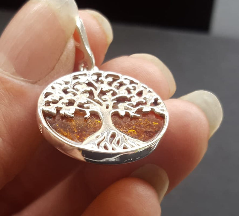 amber tree of life pendant