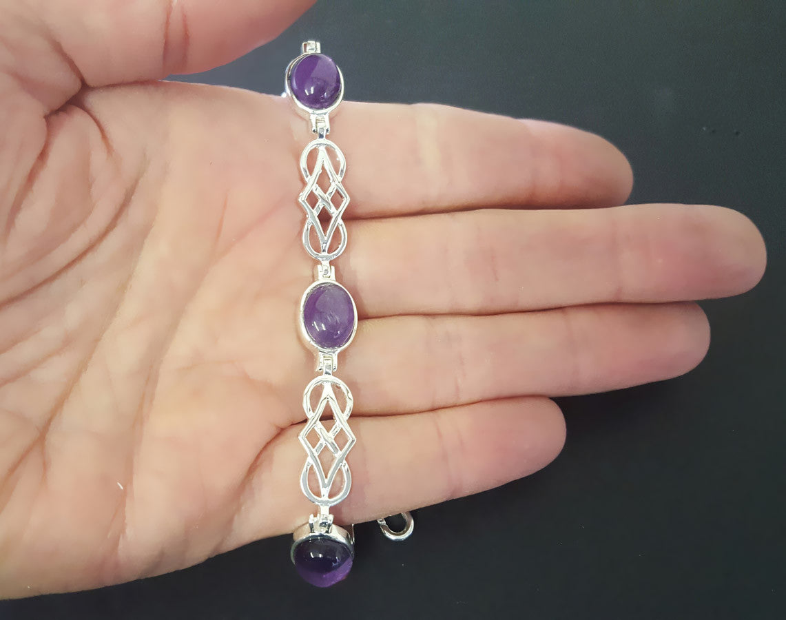 Celtic Bracelet With Amethyst Gemstones