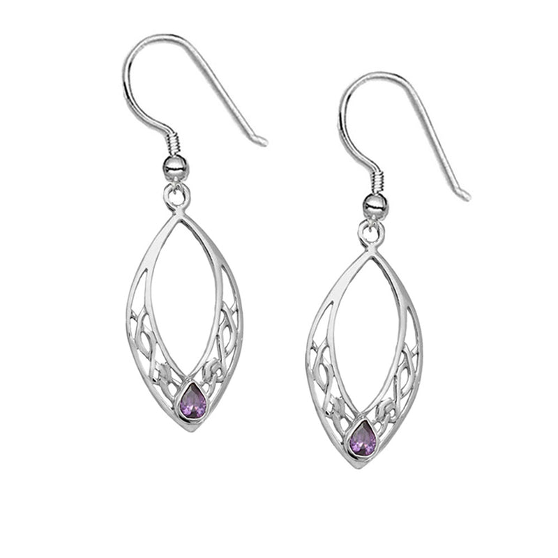 Celtic drop earrings amethyst zirconia 