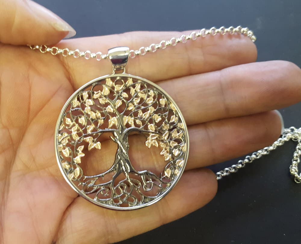 Aquamarine Necklace Tree of Life Pendant Sterling Silver March Birthda –  OJewellery