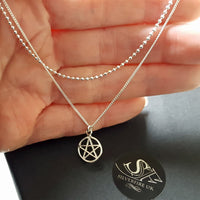 beaded pentacle choker silver necklace