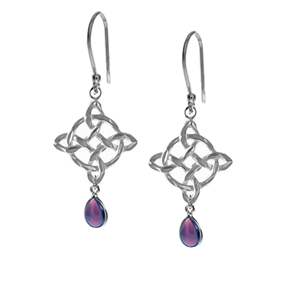 Celtic Drop Earrings, Silver Celtic Earrings Amethyst Tearr-drops