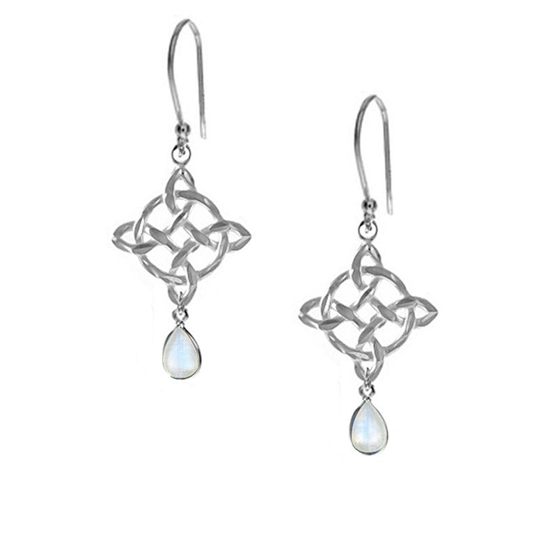 celtic drop earrings moonstone teardrops, sceltic earrings with gemstones