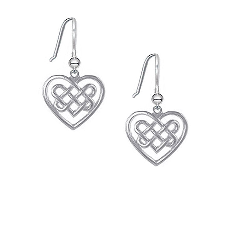 celtic heart earrings, celtic dangle earrings with celtic hearts 
