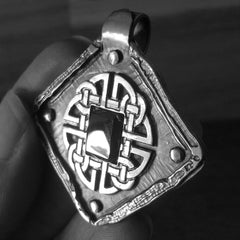 Mens Shield Knot Celtic Necklace, Handmade Solid Silver
