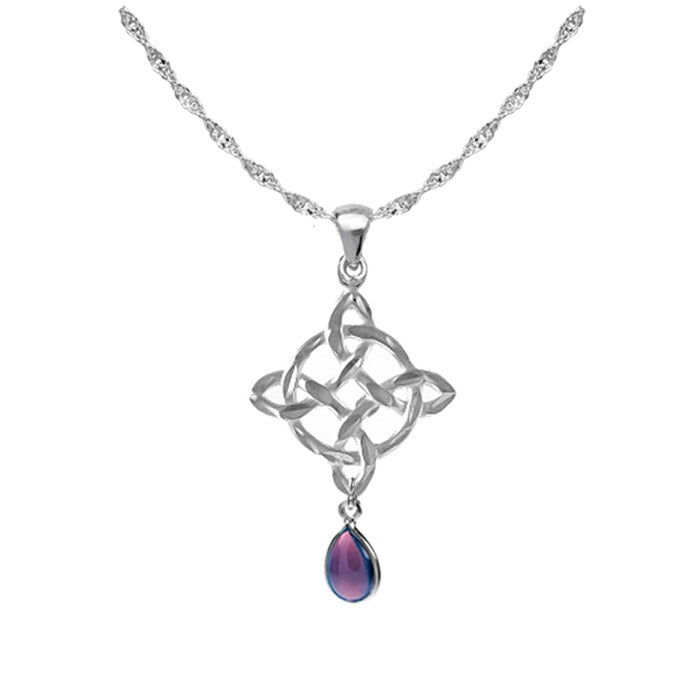 Celtic necklace amethyst teardrop 