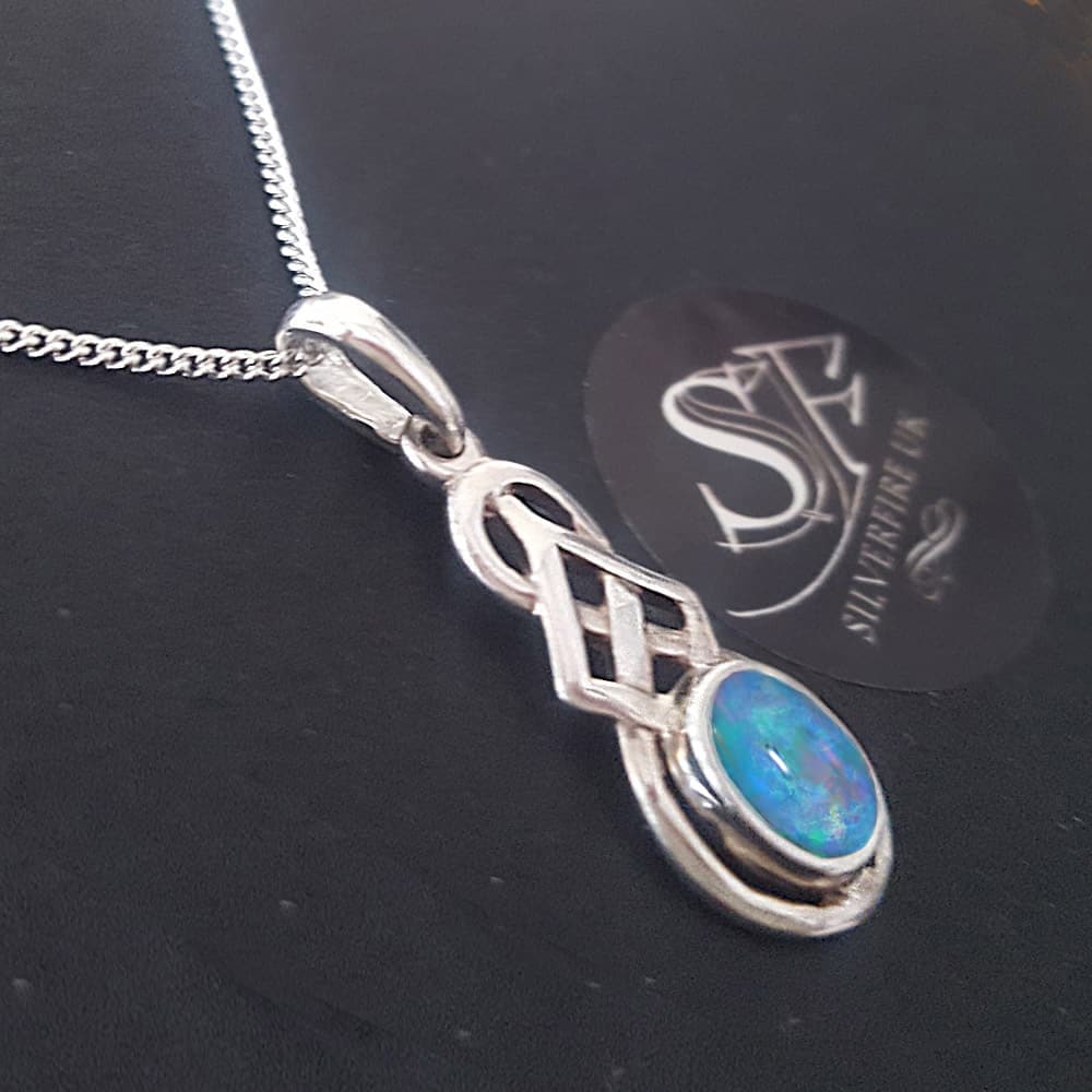 celtic necklace, opal gemstone Celtic Jewellery