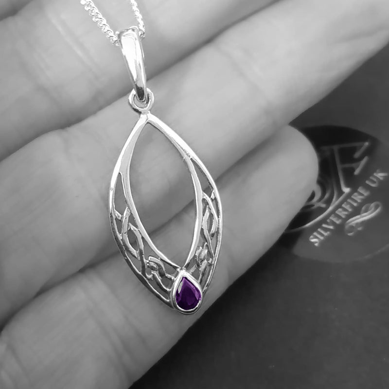 Celtic Necklace with Small Amethyst  | SilverfireUK Jewellery
