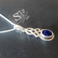 celtic necklace with blue sapphire, celtic jewellery  