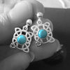 celtic rectangle earrings, turquoise celtic jewellery