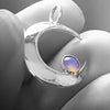 crescent moon celestial jewellery with opal gemstones