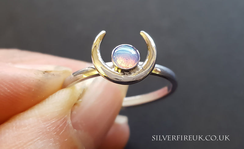 crescent moon opal ring