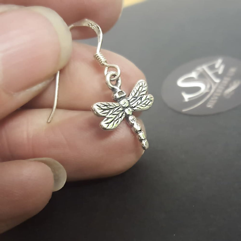 dragonfly dangle earrings sterling silver 