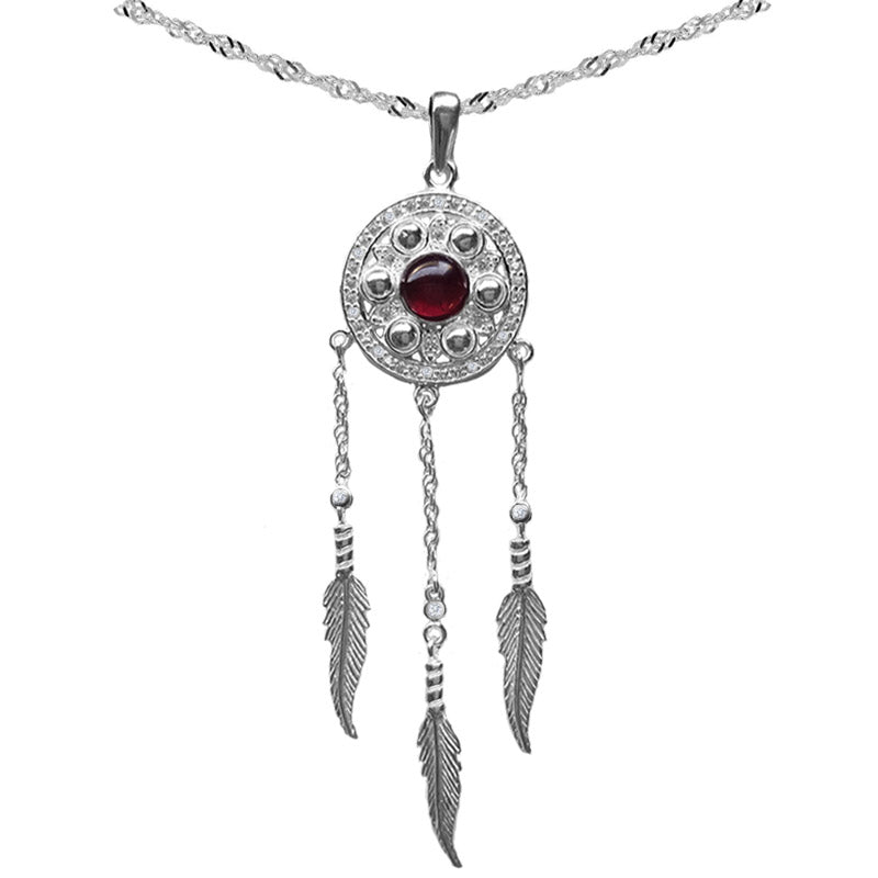 dreamcatcher necklace garnet, Mandela style necklace 
