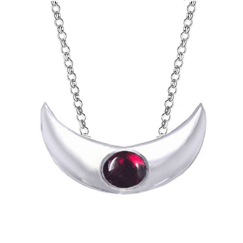 red moon necklace- garnet moon celestial jewellery 
