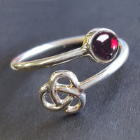 Celtic Knot Trinity Ring With Garnet Adjustable