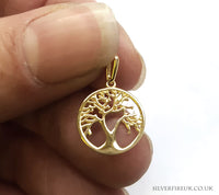 gold tree of life necklace,  9ct gold tree 