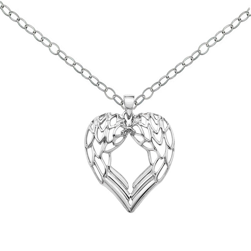 gothic angel wing heart necklace