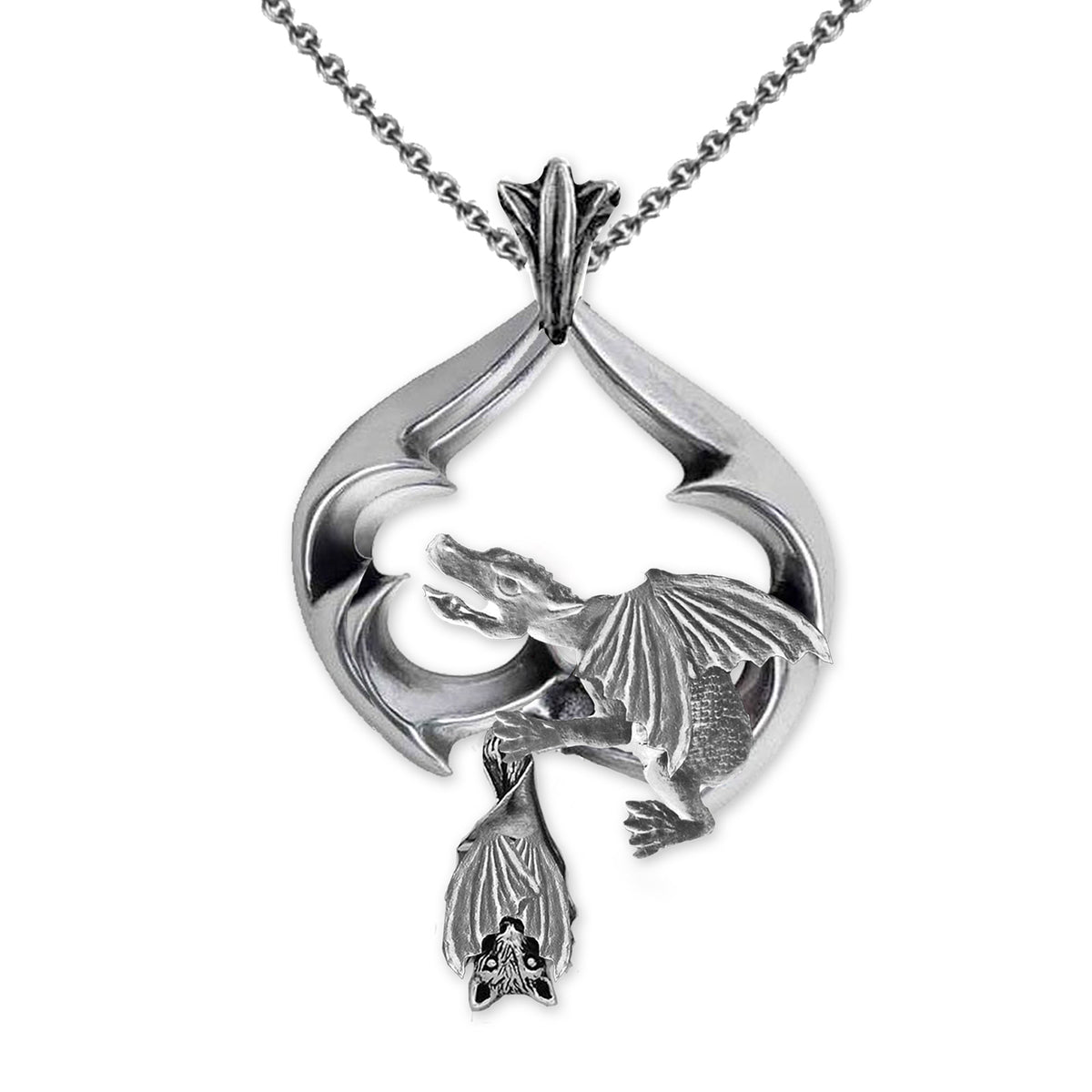 gothic dragon bat necklace, handmade alternative gothic jewellery 