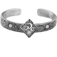 gothic moon bangle, gothic bracelet, moonstone cuff bracelet 
