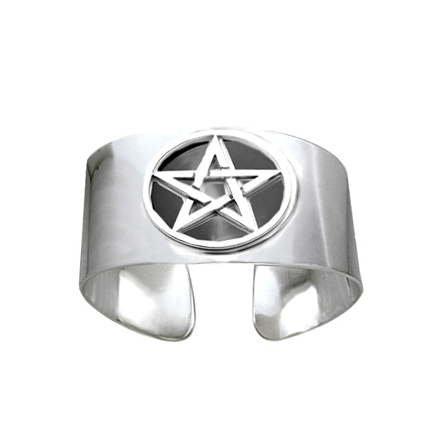 wide pentagram cuff bracelet, wide bangle for your witch jewellery, pagan and wiccan