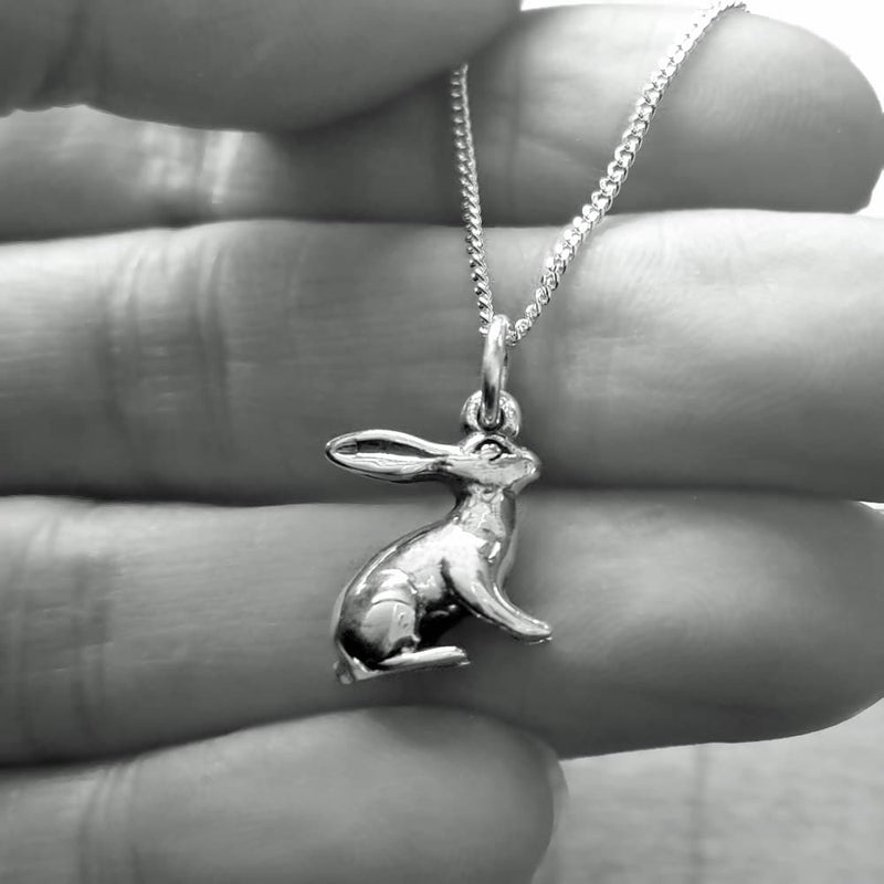 hare necklace jewellery, 925 silver hare pendant necklace