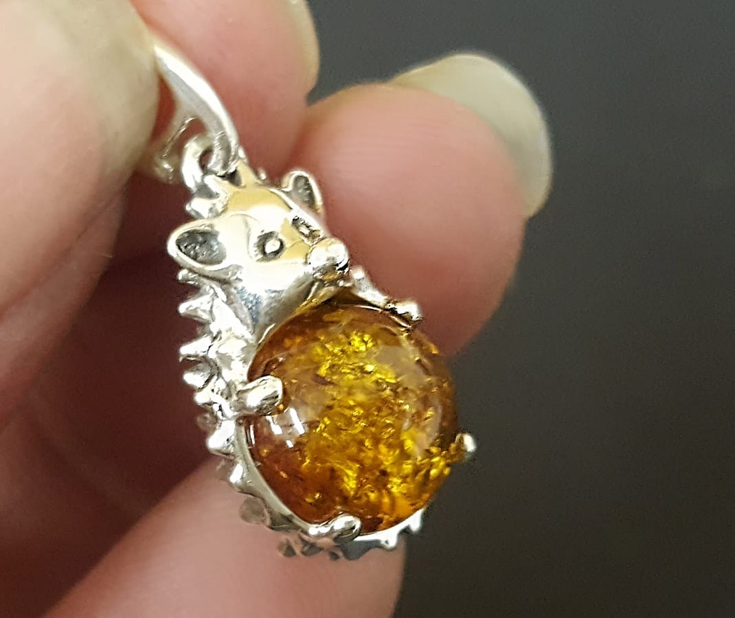 hedgehog amber necklace 