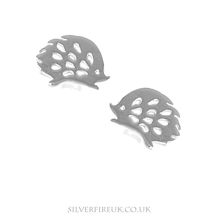 silver hedgehog earrings 